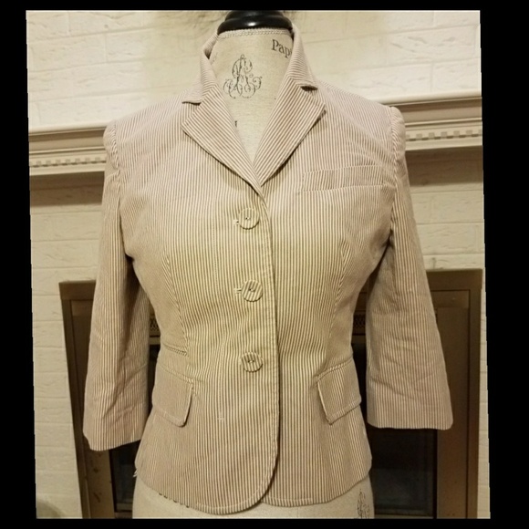 2/$40 Ann Taylor LOFT Seersucker Jacket 8 Petite - Picture 3 of 5